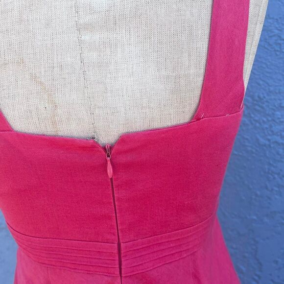 Ann Taylor Linen Dress Size 2 Pink Y2k Midi - Picture 5 of 8